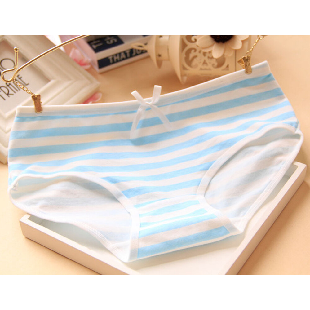 Womens Japanese Style Cute Striped Underwear Breathable Cotton Panty Soft Briefs