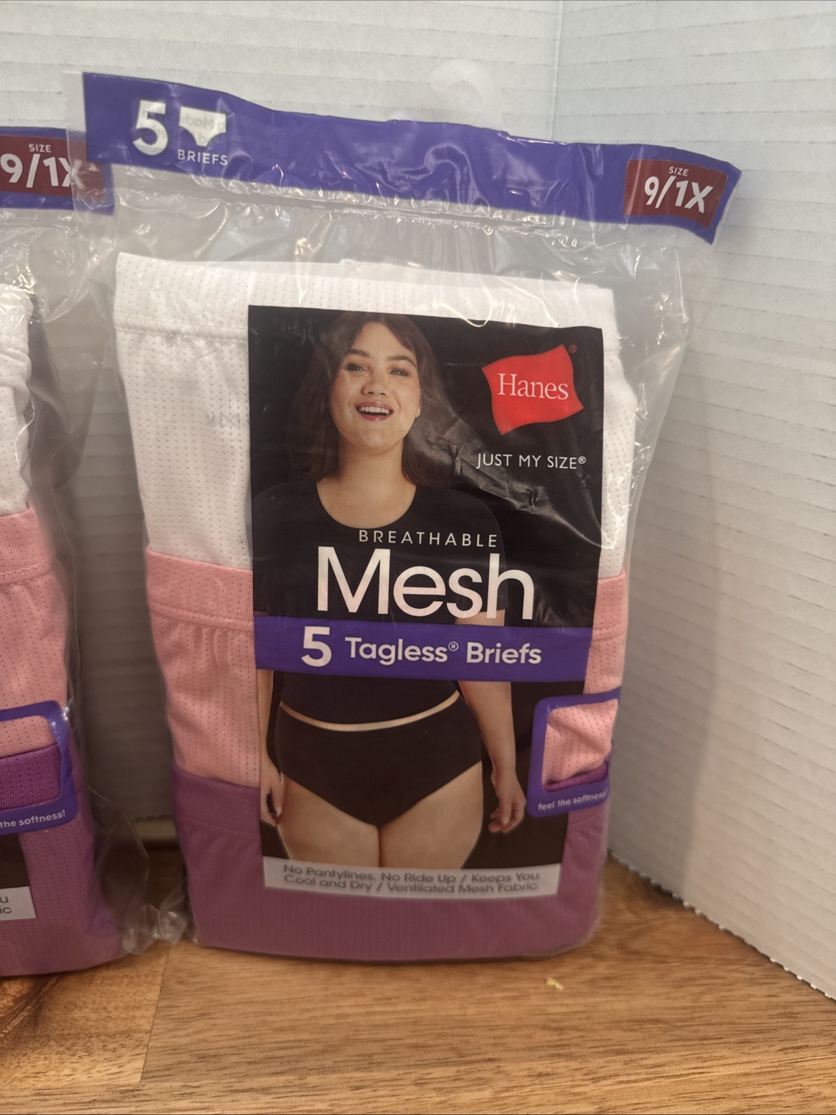 3 Hanes Plus Just My Size Mesh Tagless Underwear Briefs 5 Packs 1X/9 16w-18w