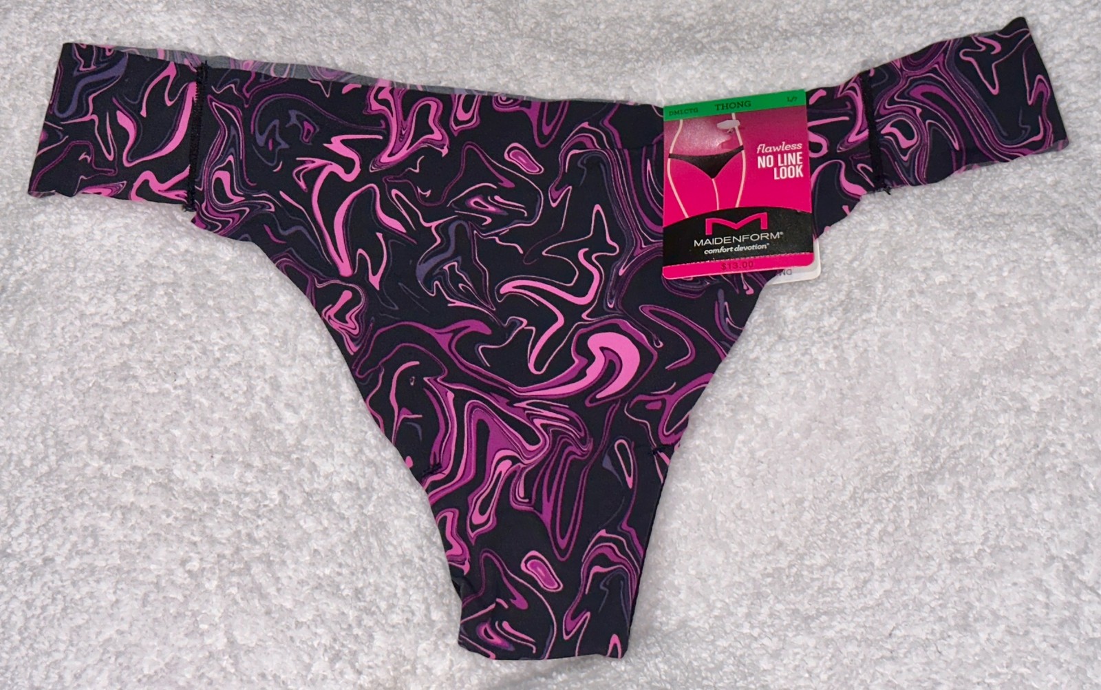 MAIDENFORM Flawless No Line Look Black Thong Panty Underwear Womens S M L XL 2XL