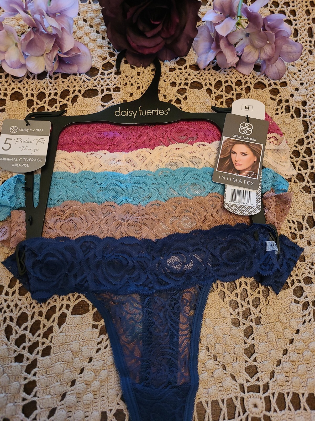M/6 DAISY FUENTES 5 Pr Perfect Fit SeXy & Slinky Mid-Rise THONG Panties NWT