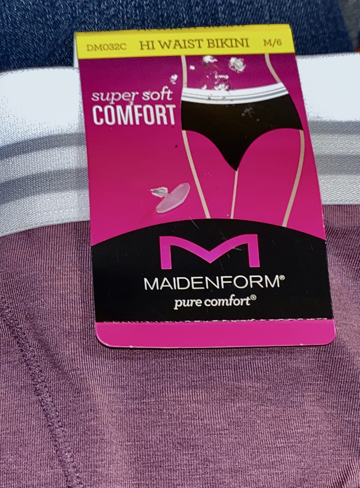 MAIDENFORM Super Soft Cotton Stretch Purple Hi Waist Bikini Panty Womens S 5 M 6