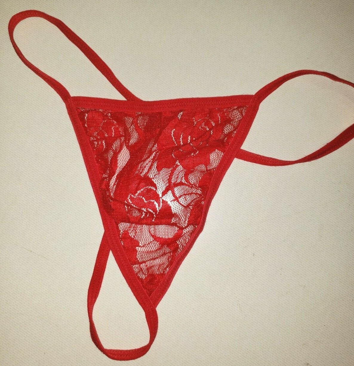 womens NEW SEE THROUGH RED LACE THONG size medium STRETCH panty ROSES