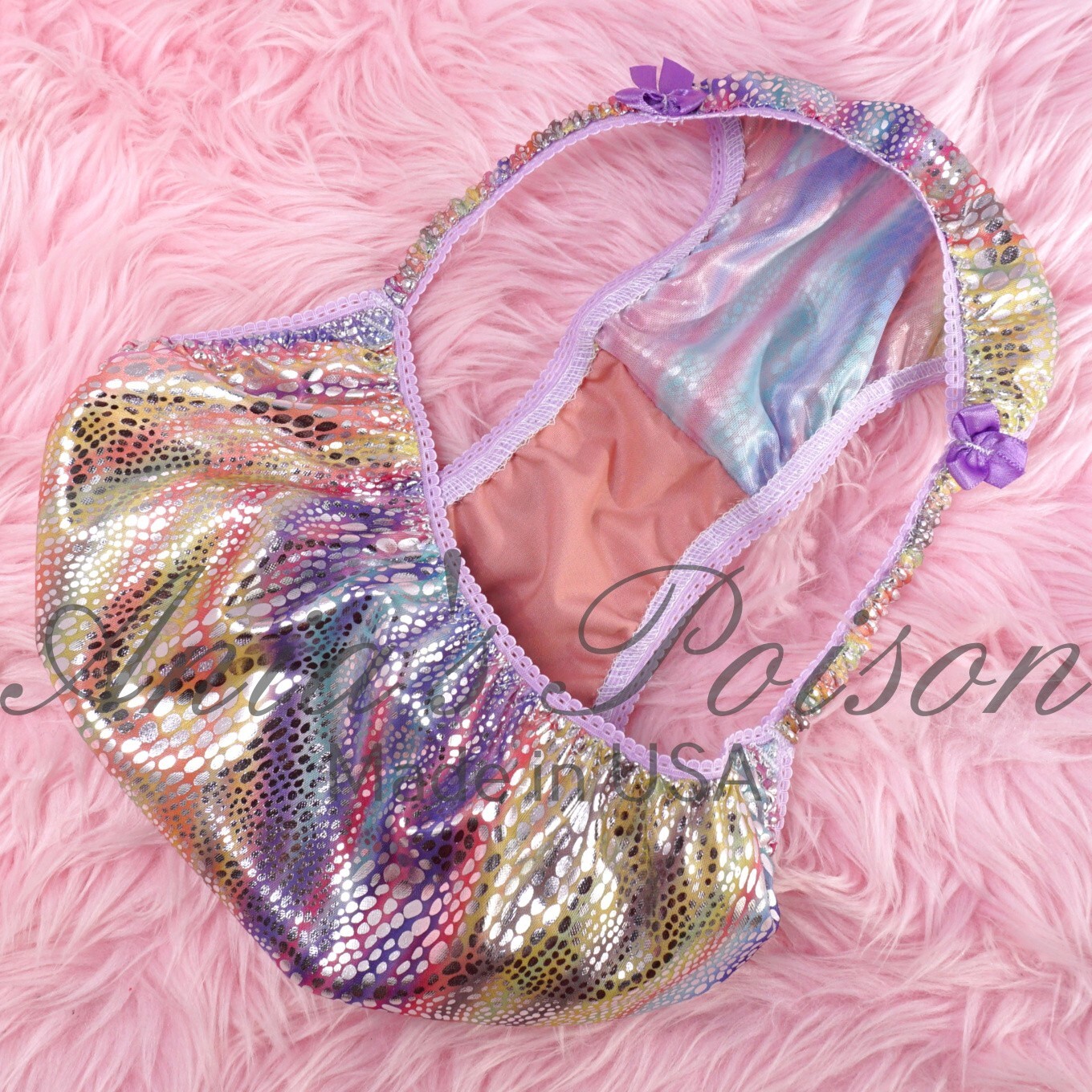 Easter Panties Rainbow Pastel Metallic Foil DUCHESS CUT women’s string bikini
