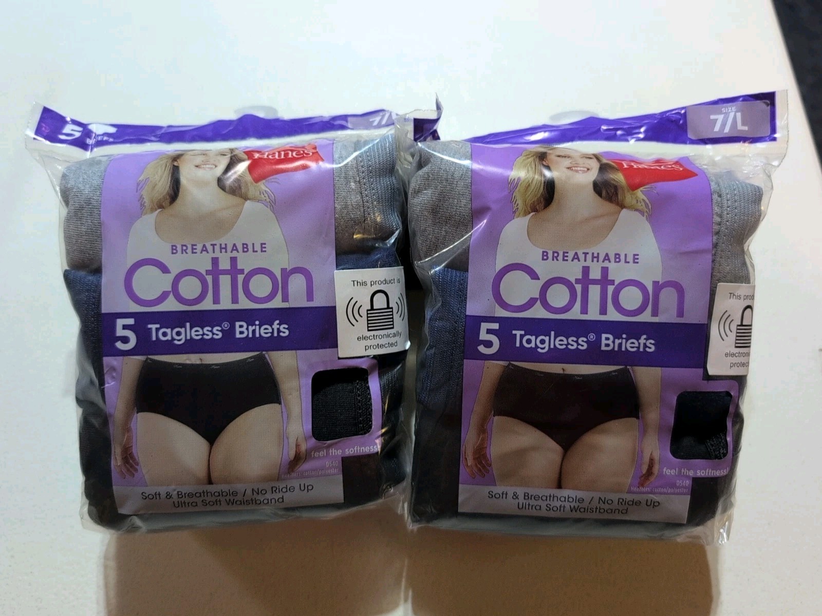 Hanes 10 Pack Cotton Tagless Briefs Underwear Panties Size 7 Large Solid Colors