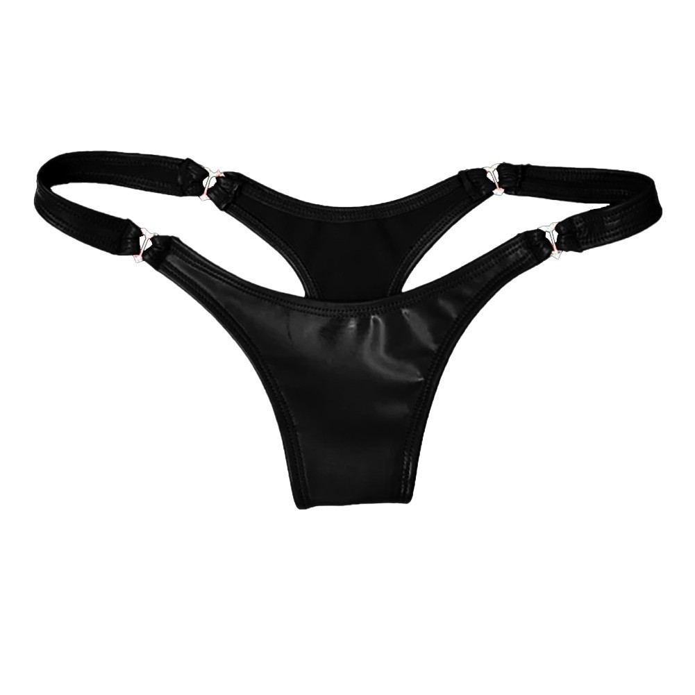 Red and Black Wet Look PVC Leather Thongs Gstring Panties Underwear Lingerie