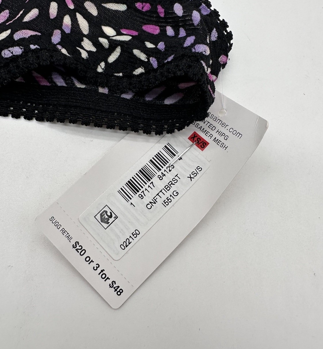 NEW On Gossamer Womens Printed Mesh Hipster Thong Size X-Small/Small XS/S NWT