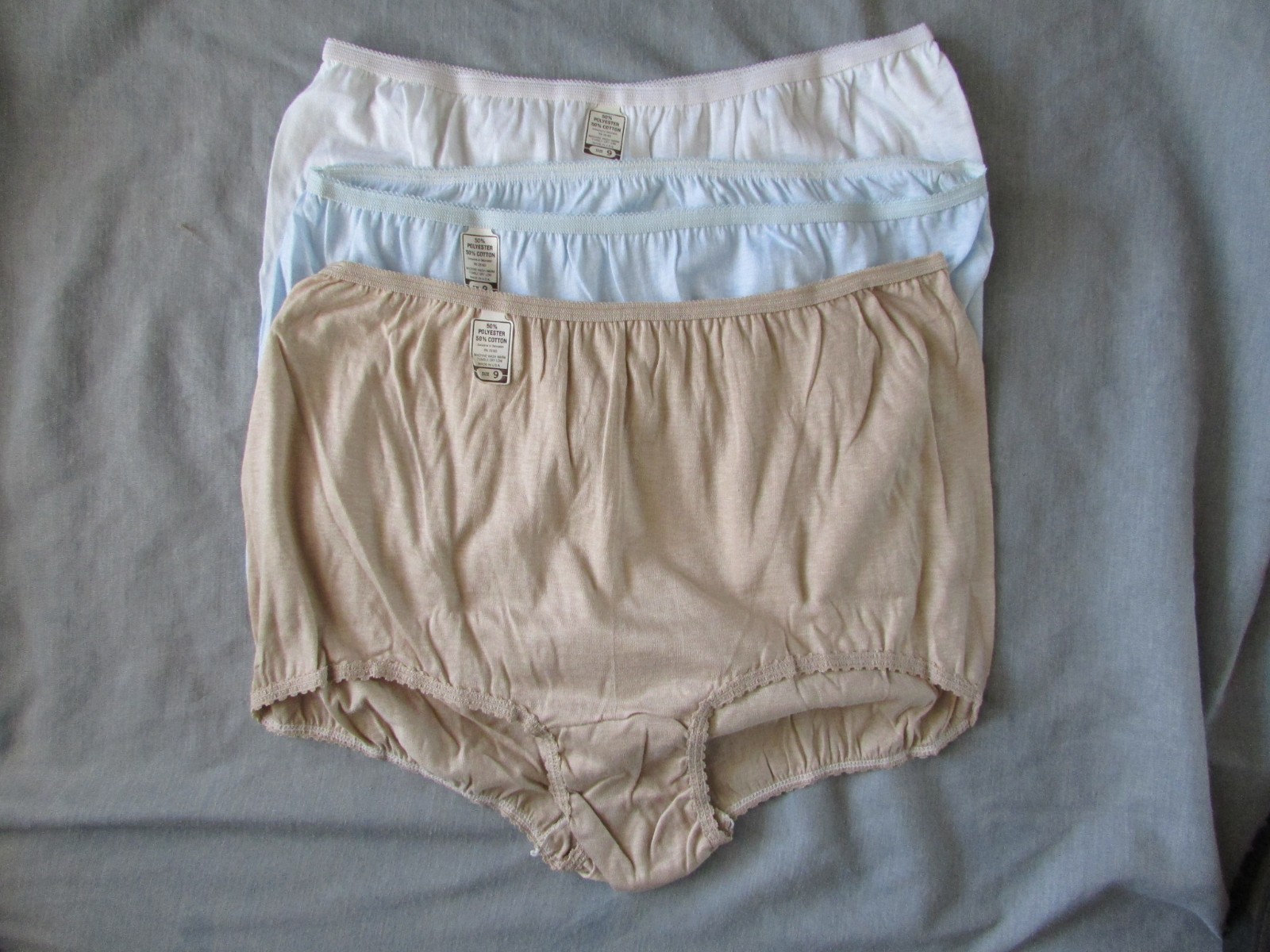 Vtg 90s made in USA 3 Pc Briefs Panties women’s size 9 50% Nylon 50% Cotton