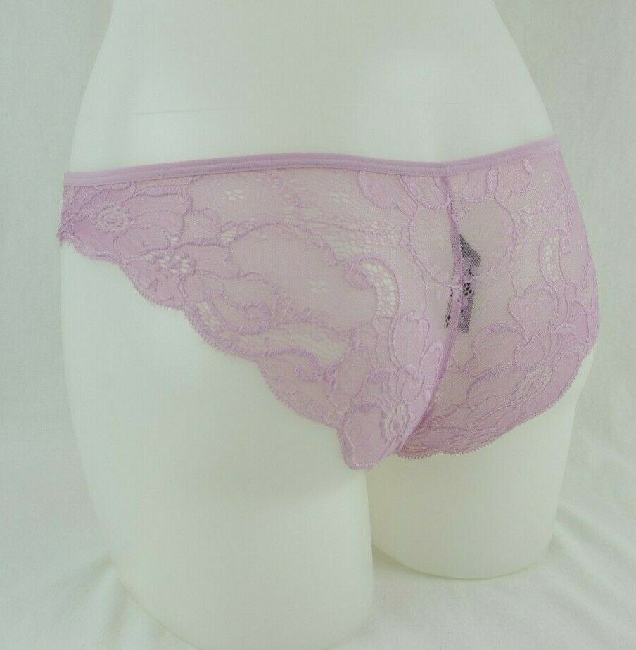 BootayBag Lilac Floral Lace Back Nylon Blend Bikini Panties Women’s Sz Small NWT