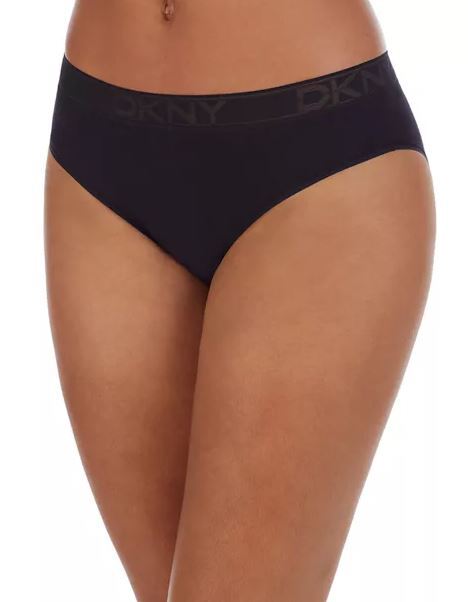 NWT DKNY DK8822 “Tops” Low-Rise Logo Cotton / Modal Bikini, Black