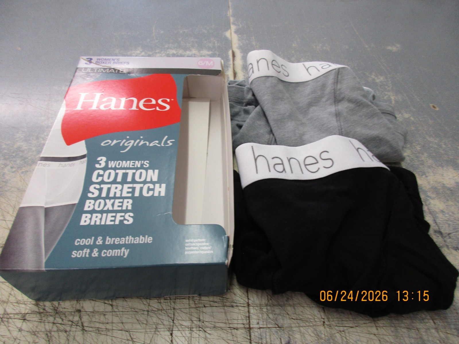 NEW Women’s Hanes 2 Pk Ultimate Cotton Stretch Boxer Briefs Size 6 Medium