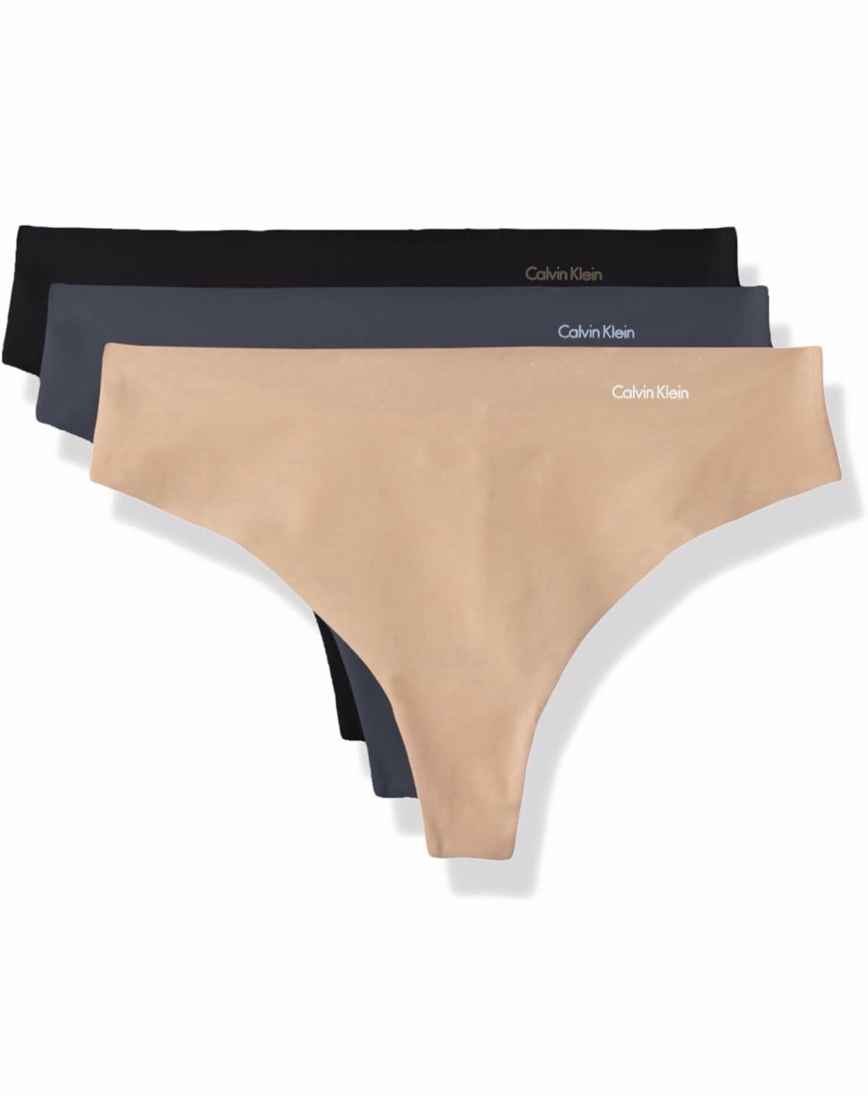 Calvin Klein Women’s Invisibles Seamless Thong Panties, 3 Pack XL Open Box
