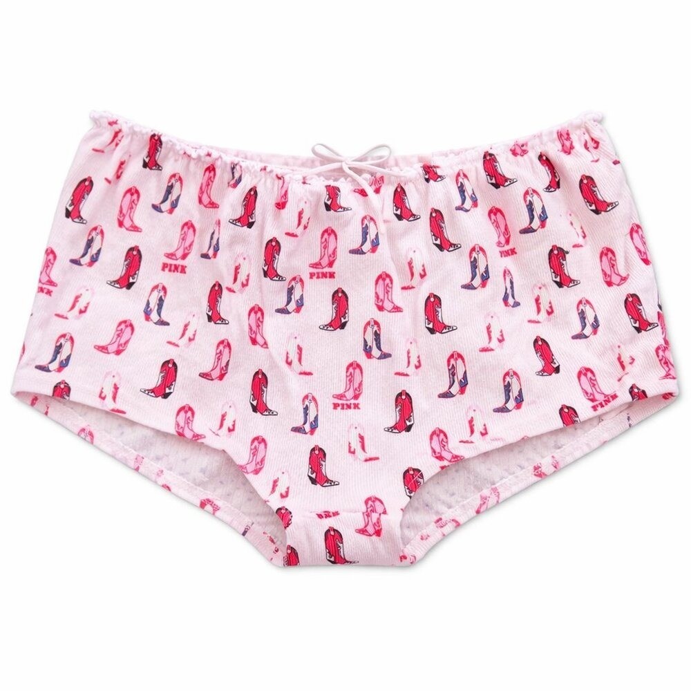 PINK Victoria’s Secret Western Cowboy Boot Print Cotton Cheeky Underwear Size L