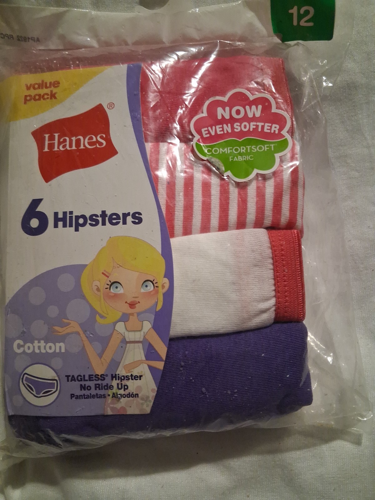 Haynes 6 Pack Hipster Size 12 Comfort Soft Multi-color
