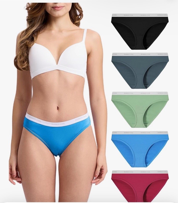 BAMBOO COOL Womens Underwear Soft Bikini High Cut Panties Stretch Size Large