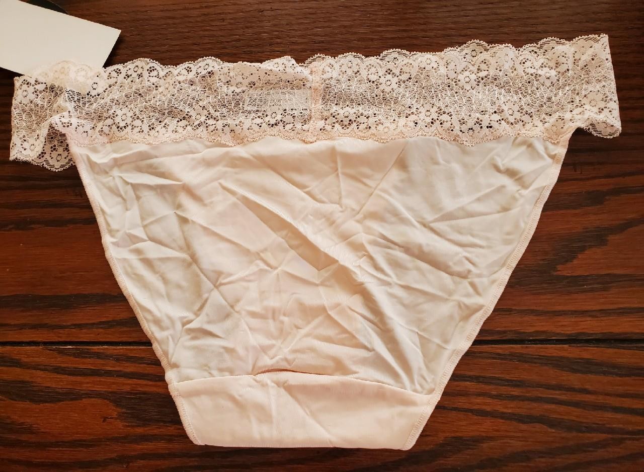 NWT LE MYSTERE PERFECT PAIR MICROFIBER w LACE BIKINI PANTIES 2361 BUFF 460 L