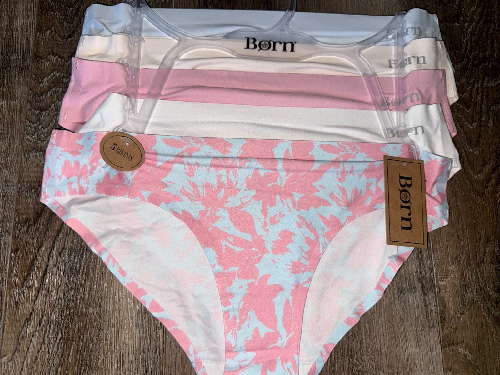 Born ~ Womens Bikini Underwear Panties 5-Pair Polyester Blend Bonded (A) ~ L