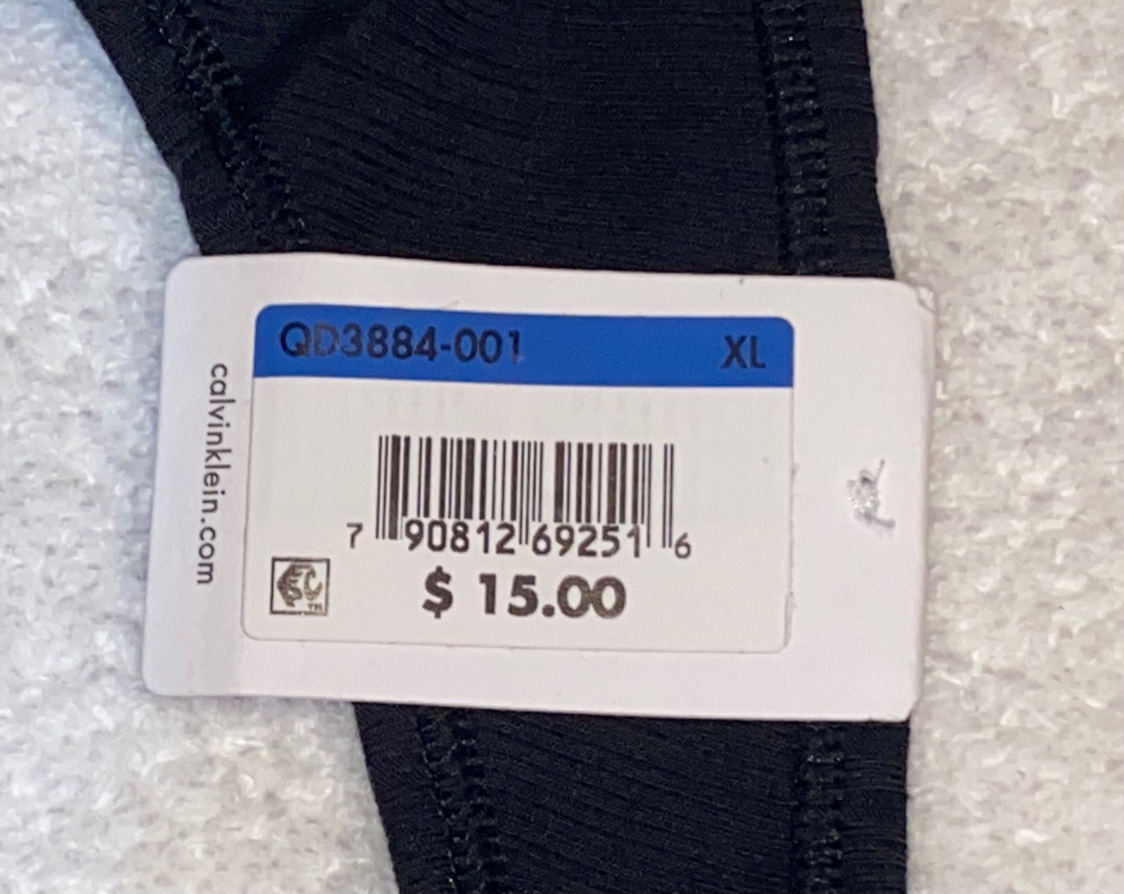 CALVIN KLEIN Ribbed Cotton Modal Black Thong Panty Underwear Womens S 5 M L XL 8