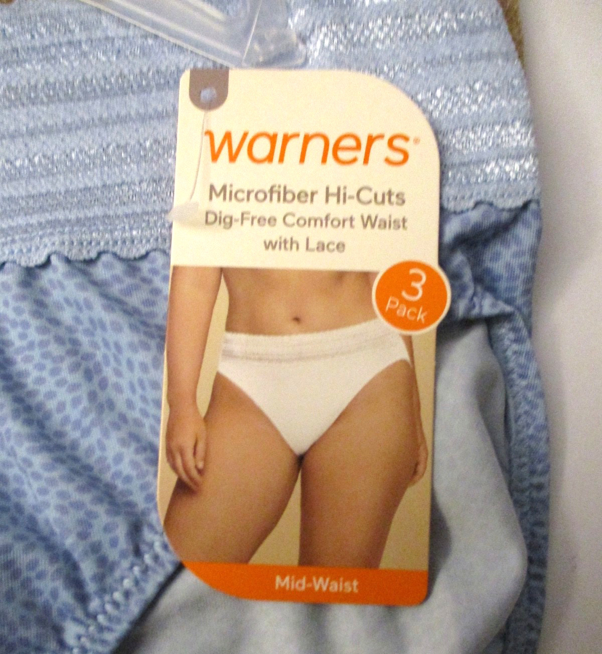 Warners Hi-Cut panties no pinching no problems mid waist 3-Pack size XL/8