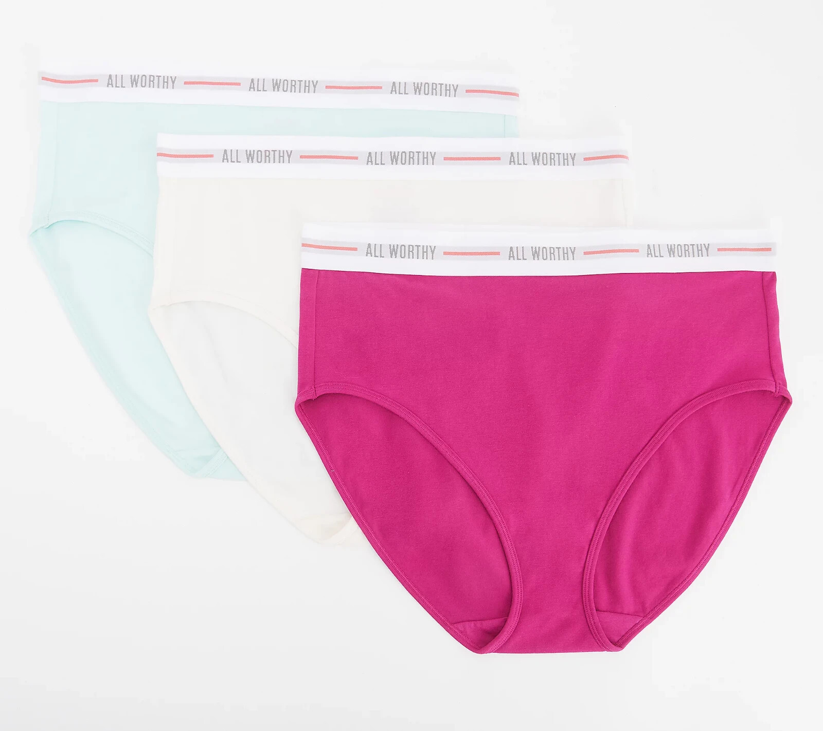 All Worthy~Set of 3~Cotton Blend Briefs Panty~Large~Brights~A498722 4882
