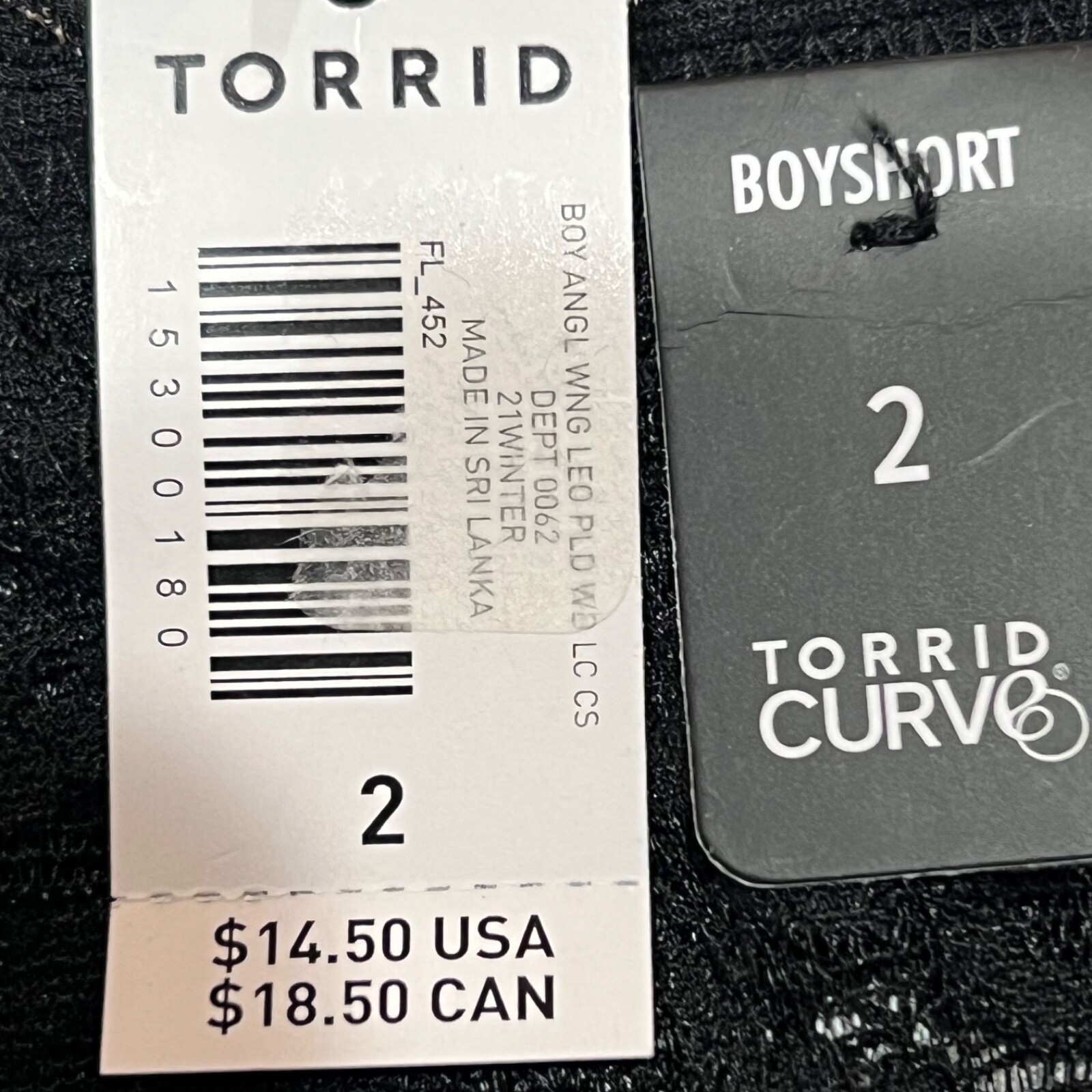 NWT TORRID Boyshort Pantie Sz 0X-1X-2X-3X Black White Pink Lace Jersey