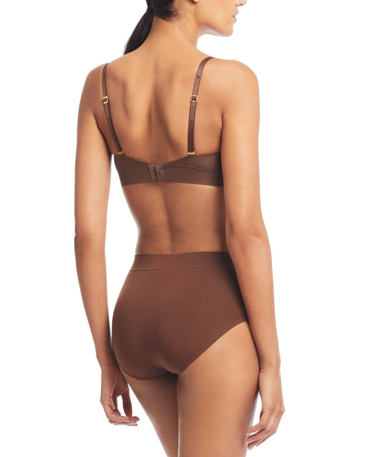 Lauren Ralph Lauren Seamless Jersey High-Rise Brief Nylon Underwear Brown Size S