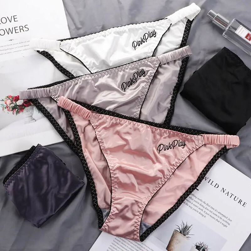 Sexy Womens Satin Panties Thongs Glossy Underwear Low Waist Briefs Underpants