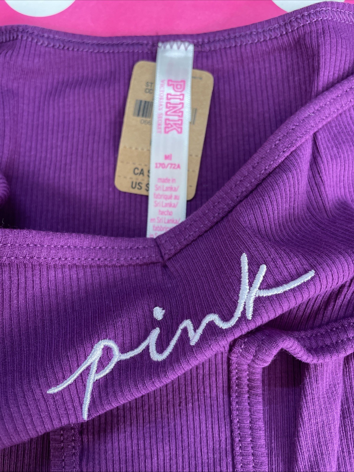 NEW 2021 Victorias Secret PINK Bikini Panties Ribbed Panty Purple Logo Tab M