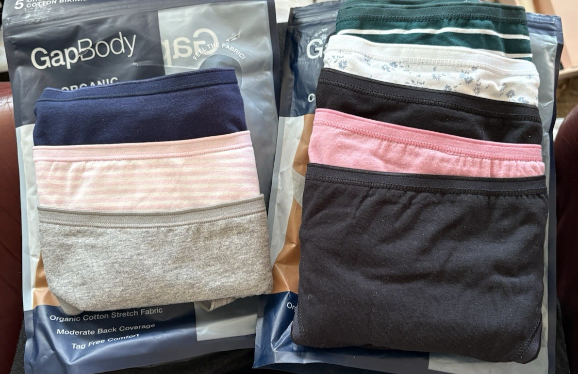 GapBody Bikini Panties Lot of 8 Size S Mixed Colors/Patterns New Damaged Pkgs