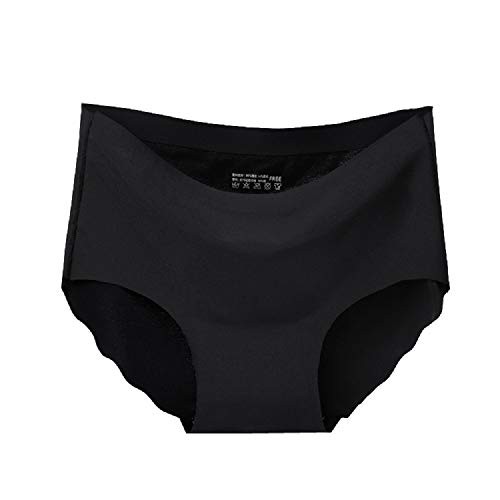 Women’s Ice Silk Seamless Panties Pack of 5, Mid-Rise Medium 5 Black