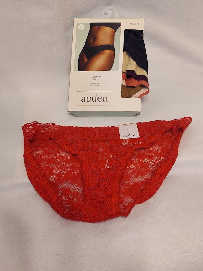 NIB Womens Auden 7 pair Microfiber & Lace Low Rise Brief Panties XS (0-2) NWT