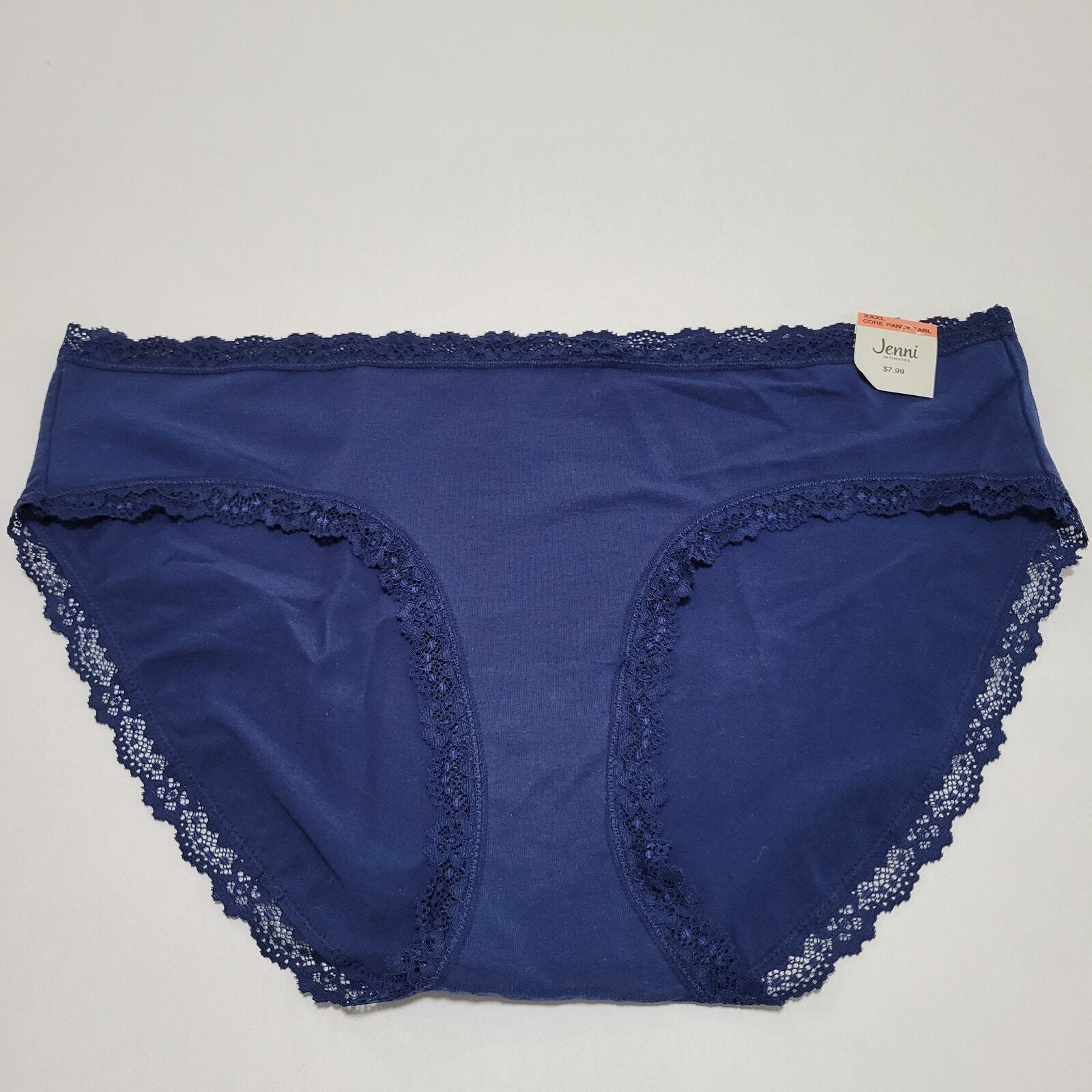 Jenni Women’s Lace Trim Hipster Underwear Panties Navy Sea NWT Plus Size XXXL