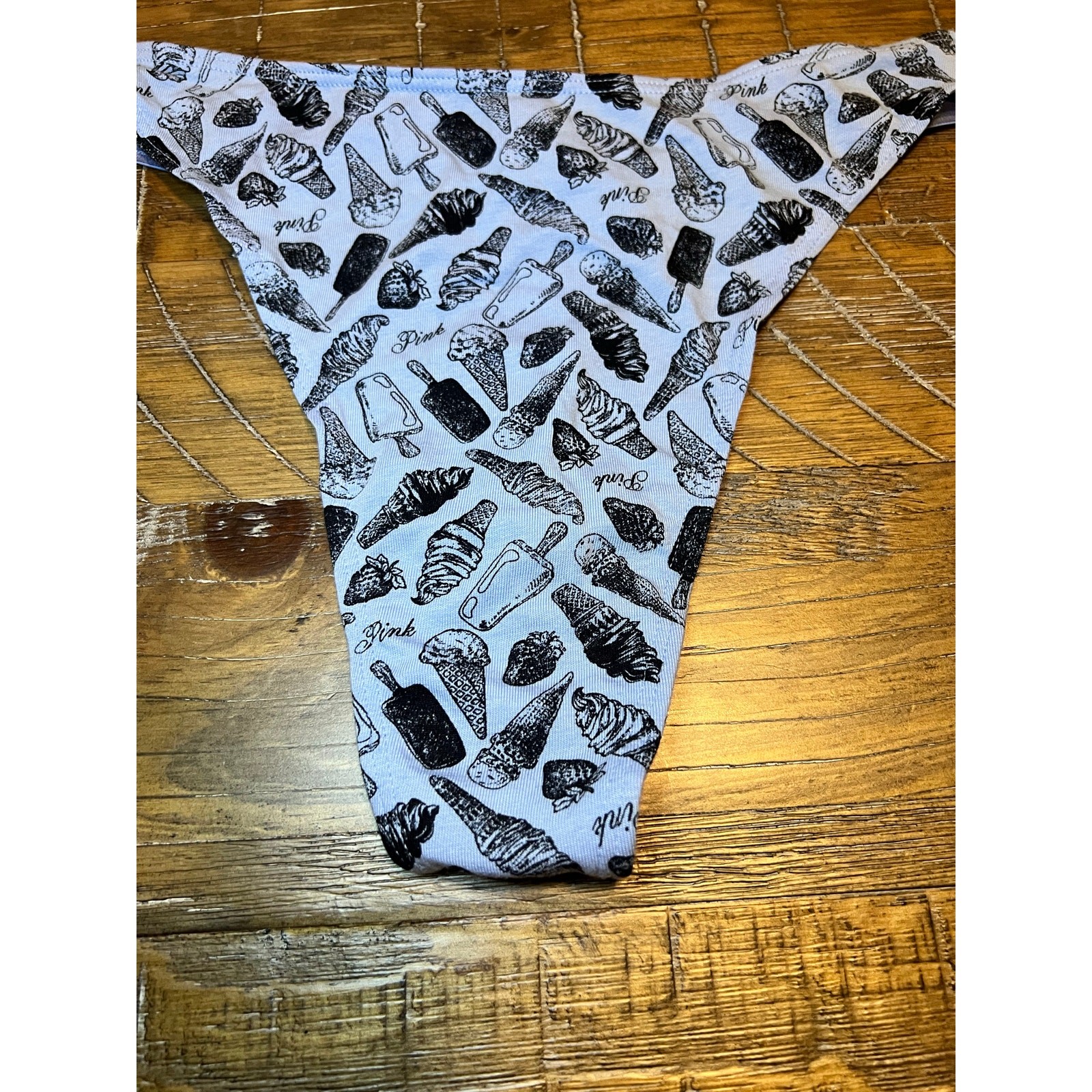 NWT Victoria’s Secret PINK Thong Panty Novelty Ice Cream Print Size XXL Spring