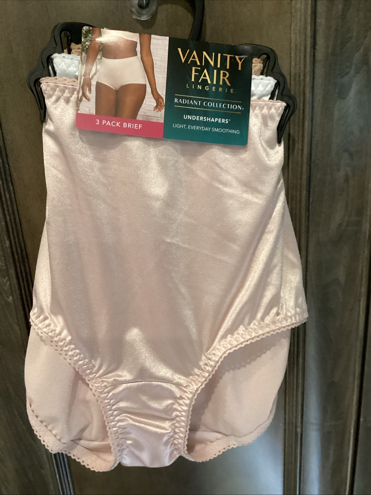 Vanity Fair Radiant Undershapers Brief Panties 3 Pack Sz M 6 Beige White Pink