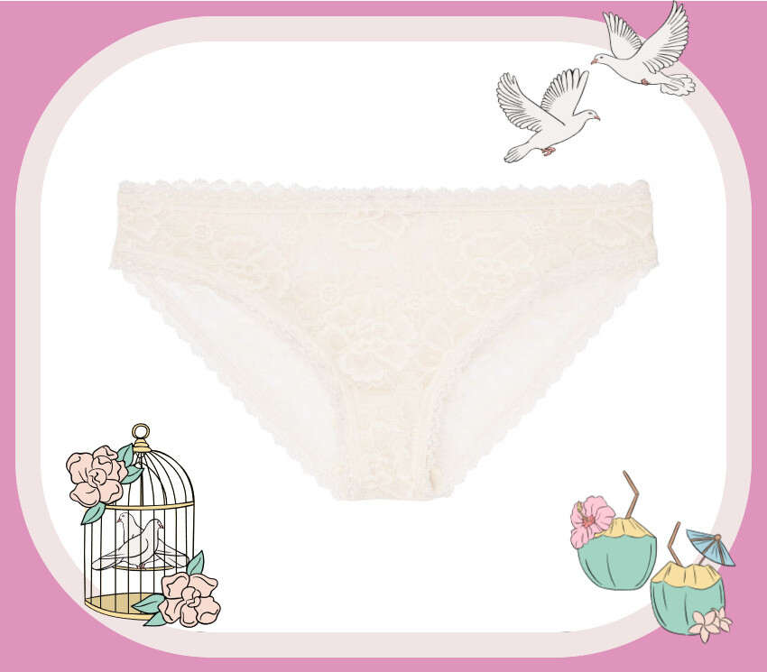 M L XL Coconut White FLORAL LACE THE LACIE Victorias Secret BIKINI Brief Panty