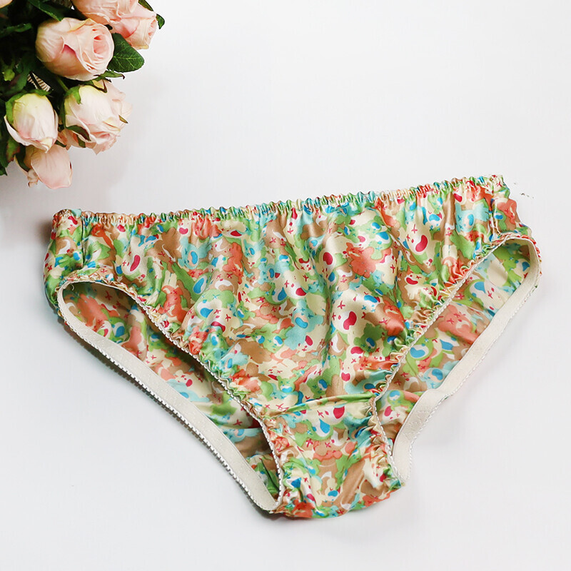 2026 New Silk Floral Panties for Women Maidens Knickers Prints Briefs Bottoms XL