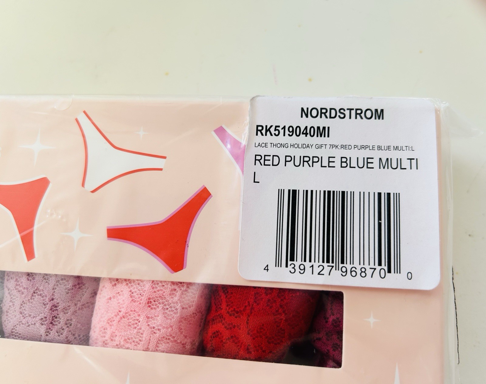 Nordstrom Lace Thongs 7 Pack L Multicolor Holiday Gift Valentine
