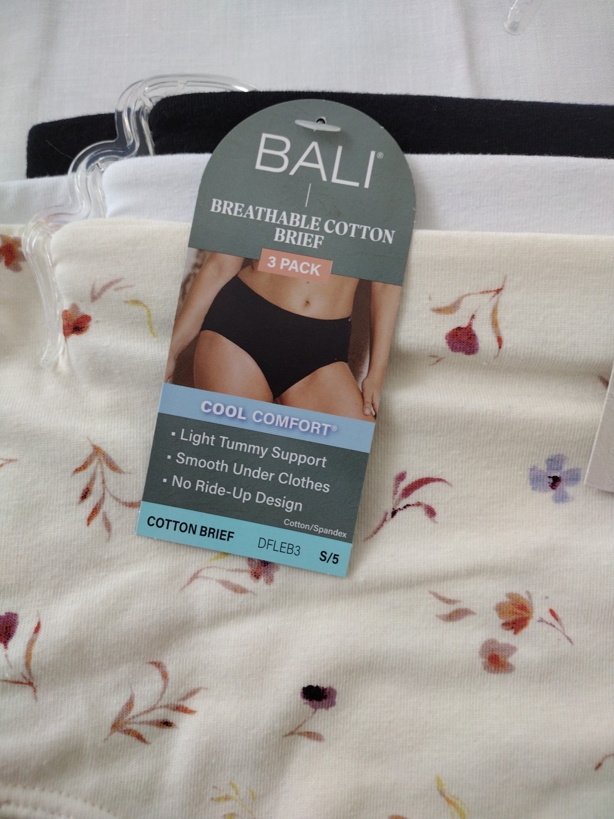 Bali DFLEB3 Cotton Collection 5/S Brief Panty – 3 Pack ASSORTED COLORS NWT