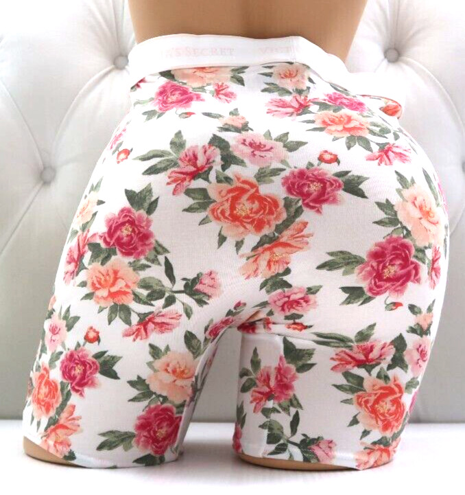 Victoria’s Secret Logo Cotton/Modal Boxer Brief Panty White Floral M L XL XXL