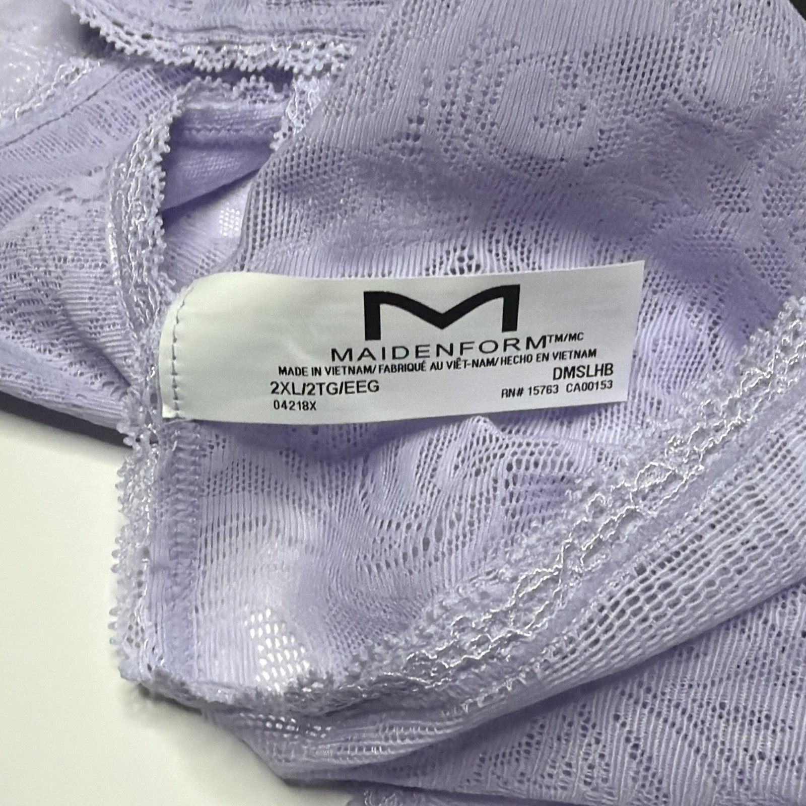 MAIDENFORM High Leg Luxurious Lace Light Purple Panty Womens 2XL/9 NEW 2 Pack