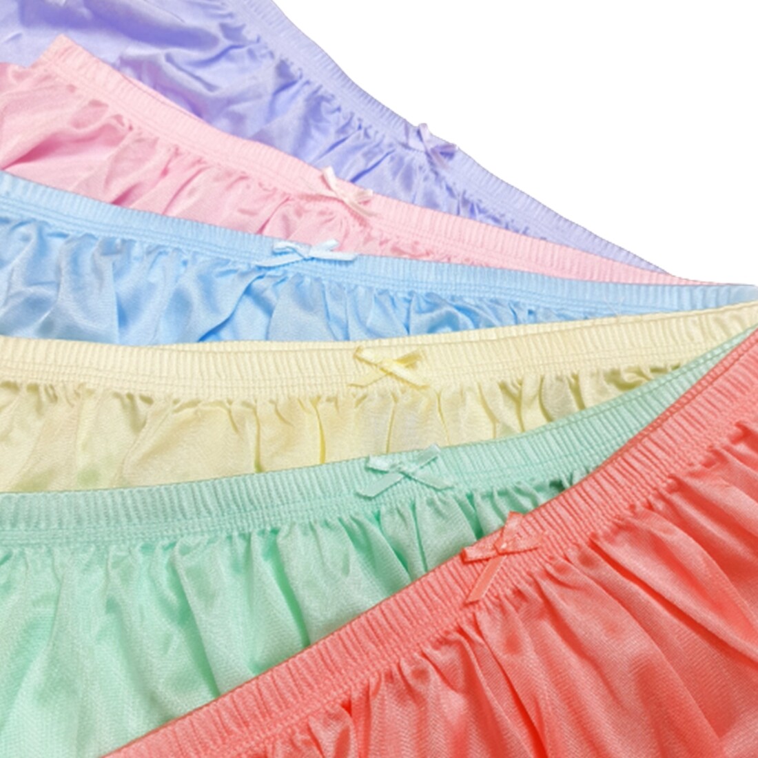 6x Vintage Nylon Panties Bikini Underwear Granny Sheer Gusset Mushroom Size L Ne