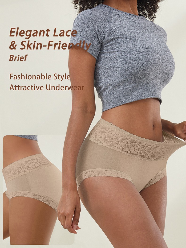 3 Pack Sexy Lace Trim Cotton Bikini Panties – Butt Lift Tummy Control S-2XL