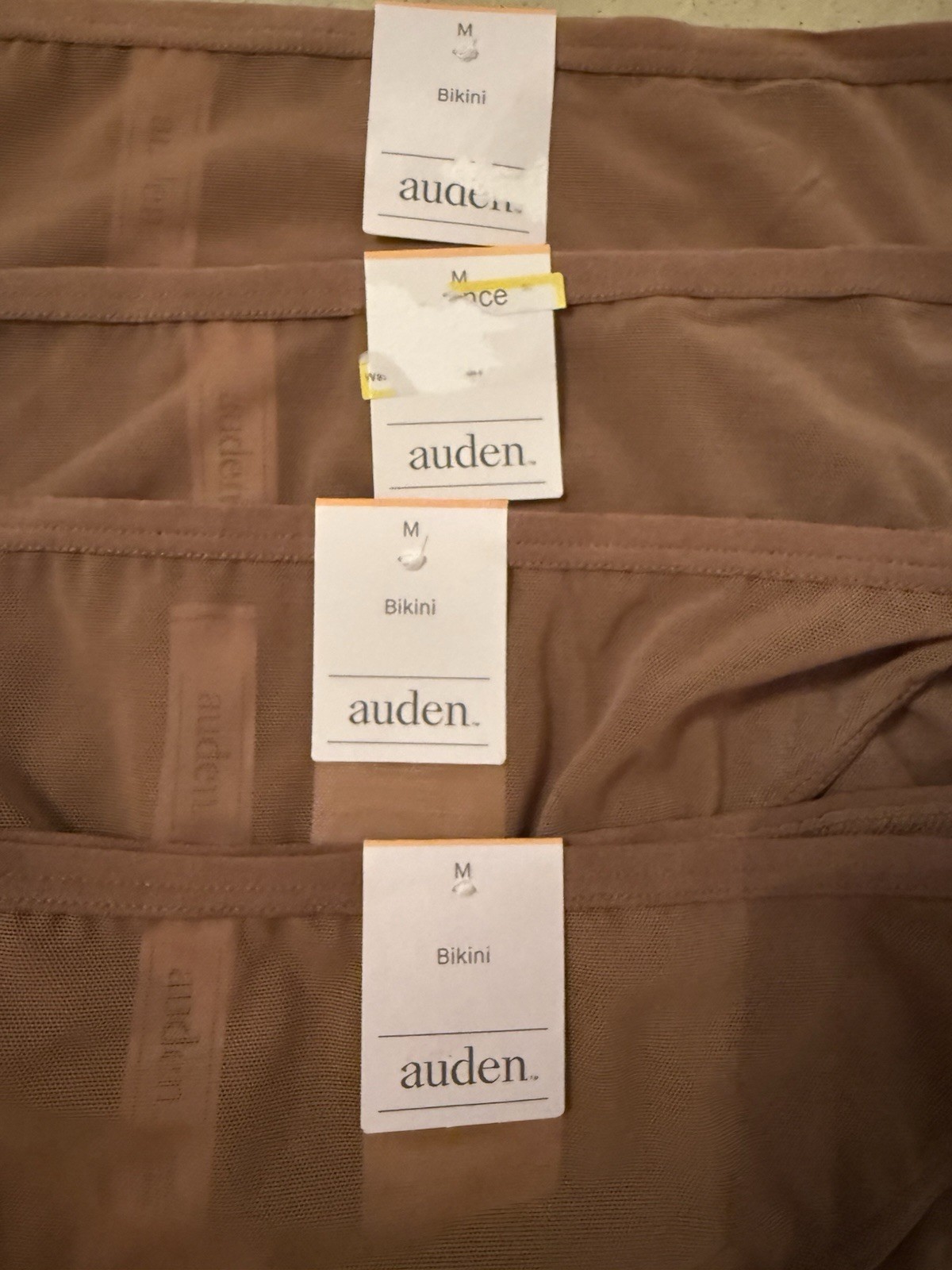 NWT Auden Lot of 4 Bikini Panties Nylon Stretch Color Shown Size Medium (8-10)