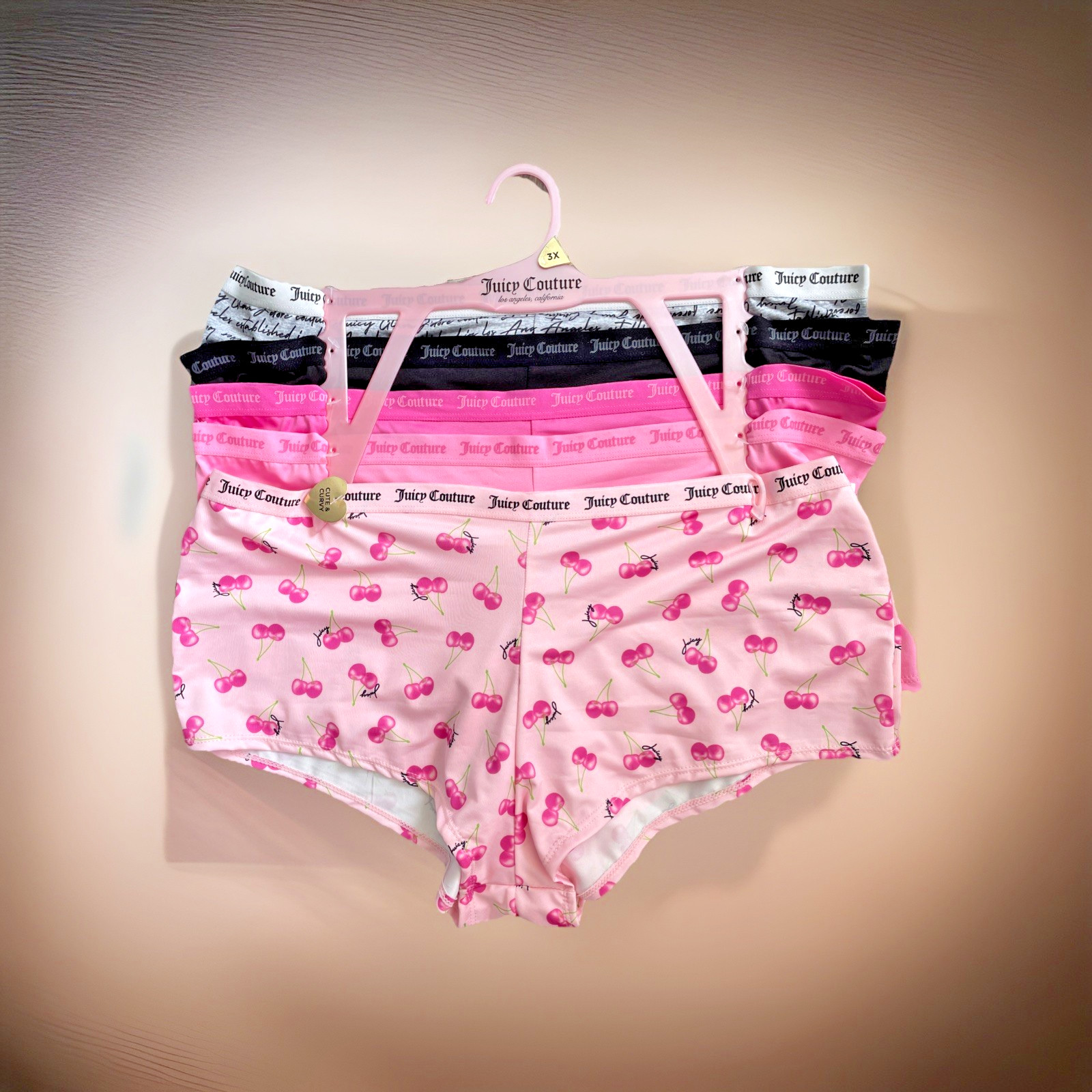 Juicy Couture Boyshort Cheeky Panties 5 Pack Size 1X 2X 3X $38 JC9695