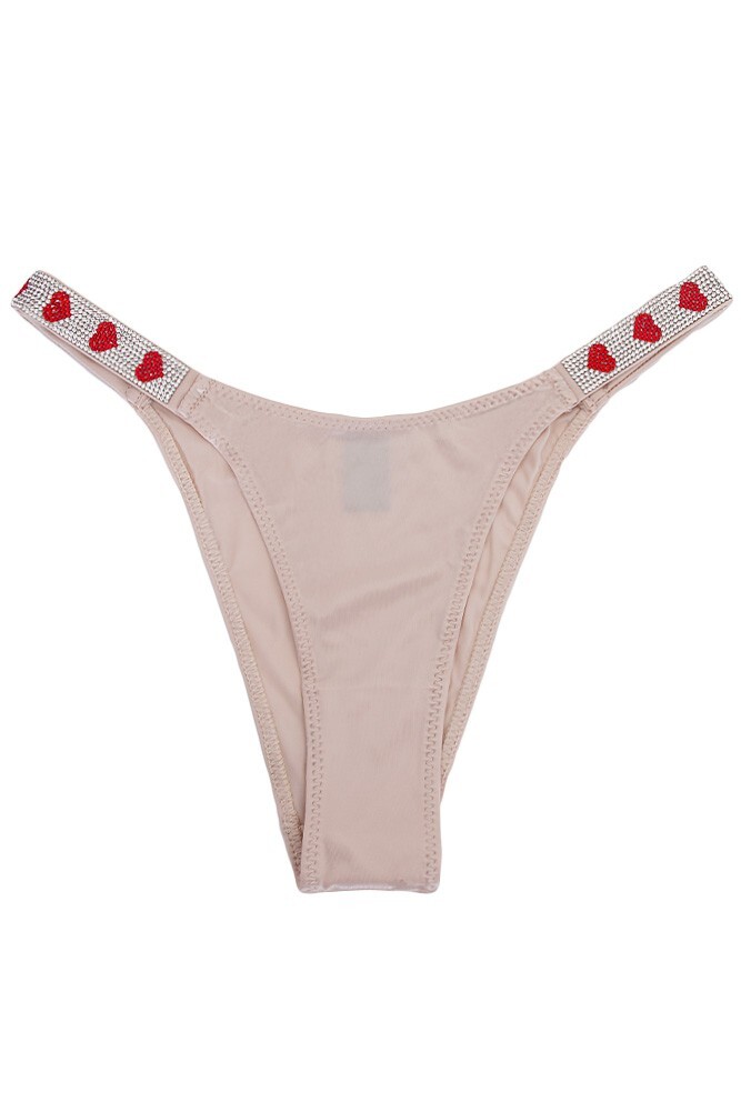 Jennifer 12pcs Assorted Sexy Color Mixed Heart Rhinestone String Band Trim Panty