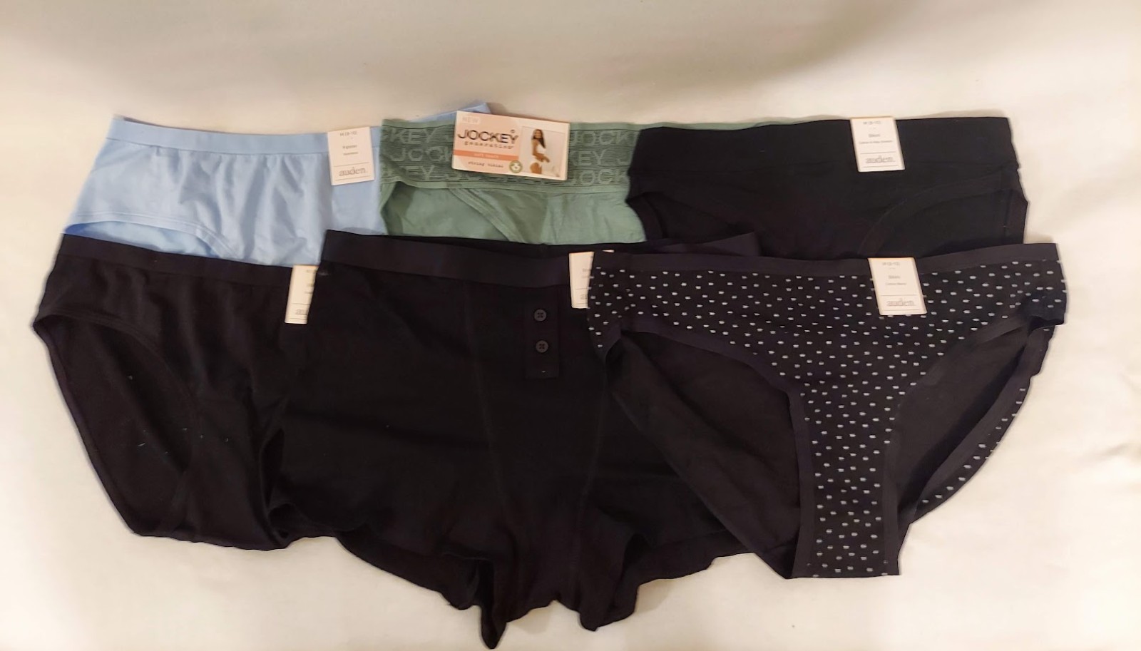 Lot of 5 Auden Jockey Womens Size M (8-10) Hipster, Bikini, Boyshort Panties NWT