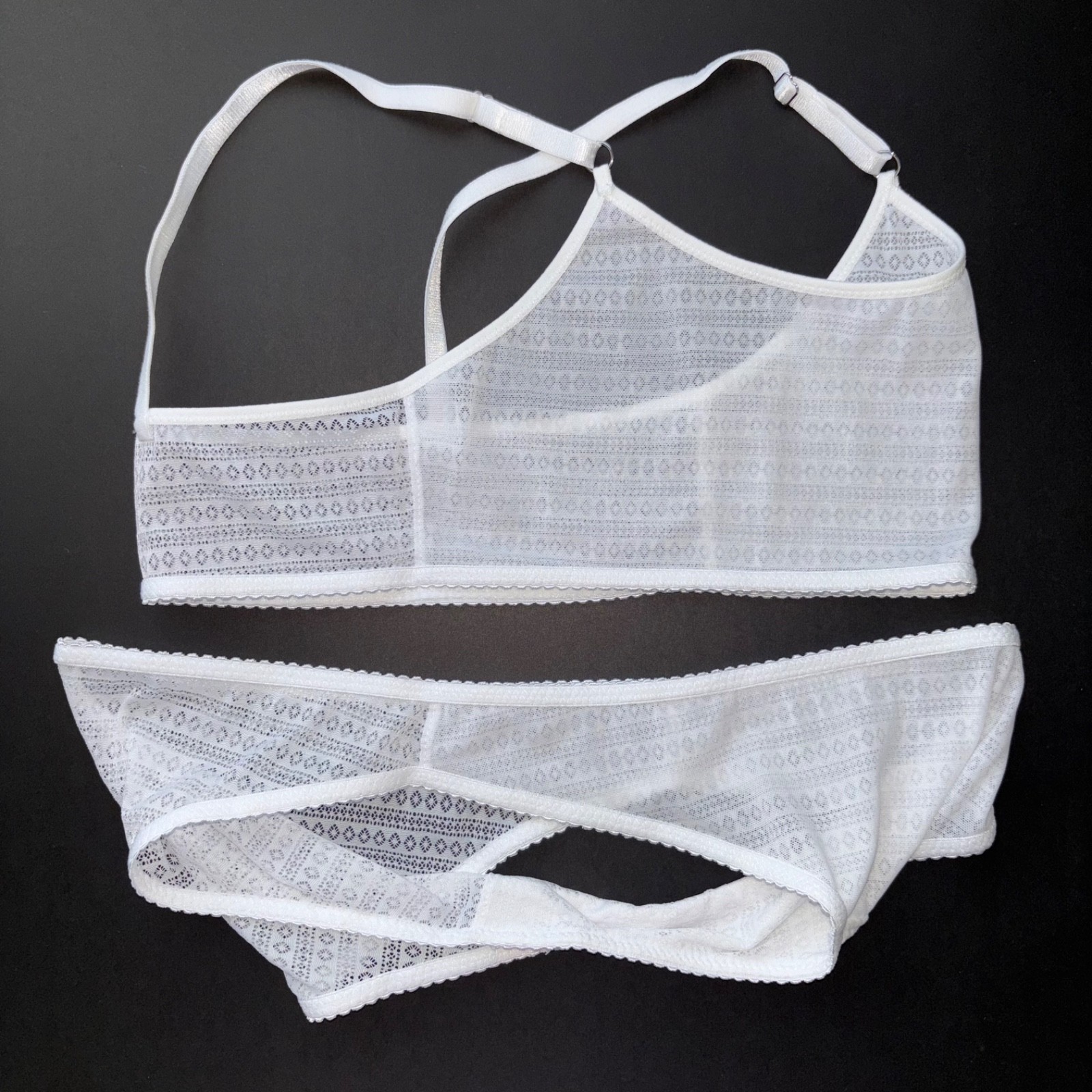Sheer PANTIES Summer SET White MESH Boho HANDMADE Sissy UNDERWEAR Lingerie S M