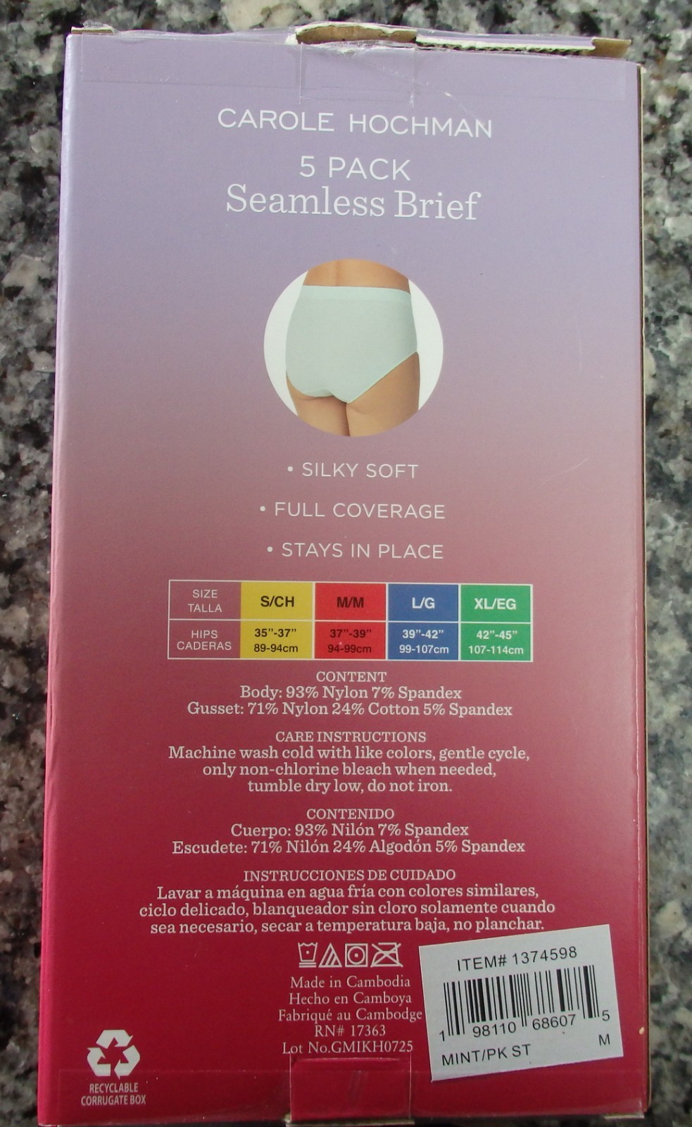 NWT CAROLE HOCHMAN 5 PK MULTI COLORED SILKY SOFT FULL COVERAGE BRIEFS SZ M