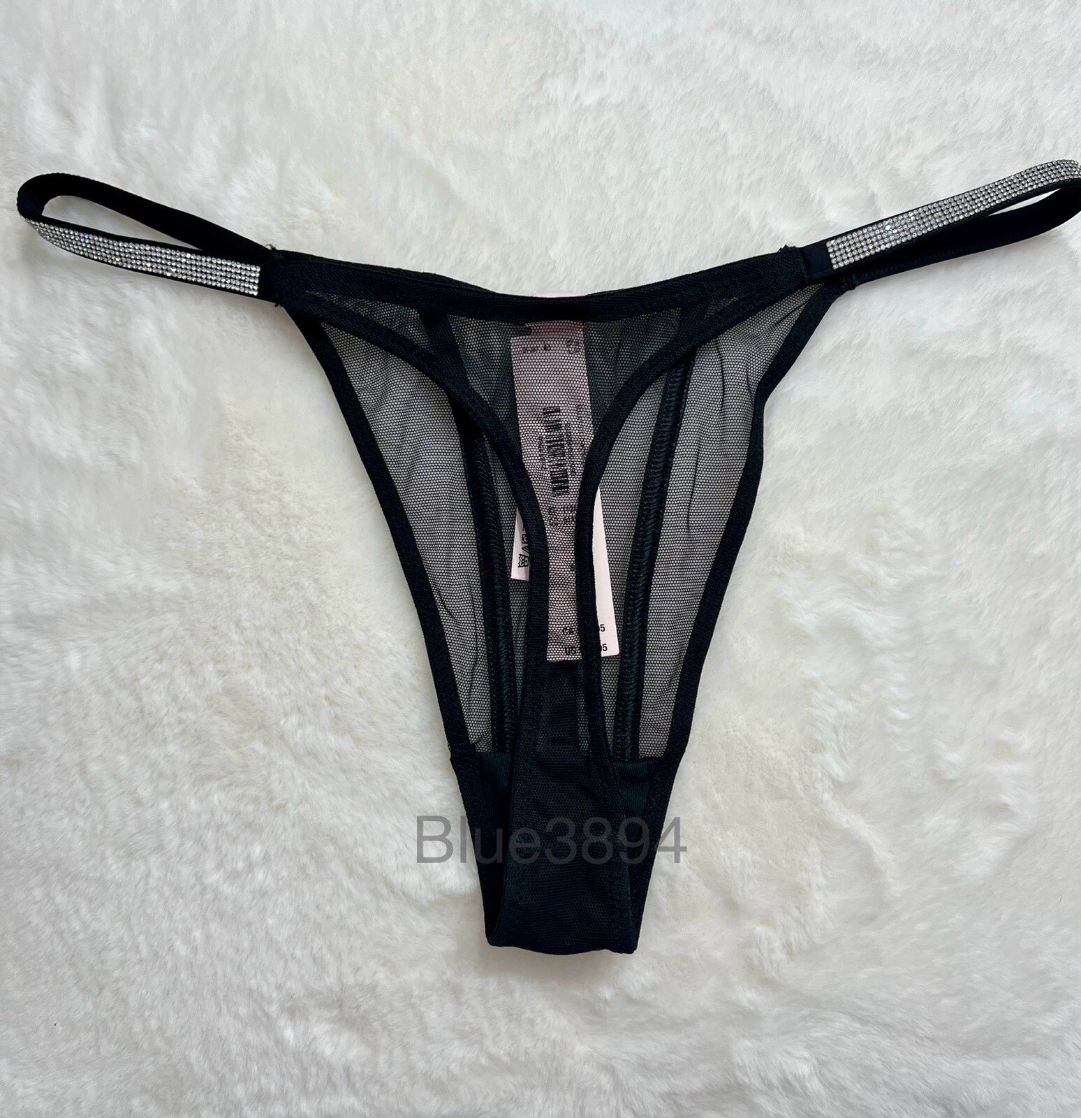 💗Victoria’s Secret Shine Rhinestone Strap Sheer Thong Size Small/Medium/Large