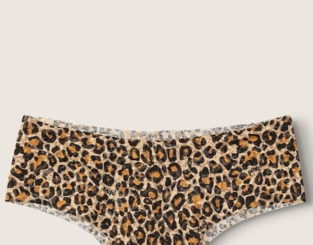 XXL Leopard Black Brown Tan NOSHOW LACE Victorias Secret PINK Cheekster Panty