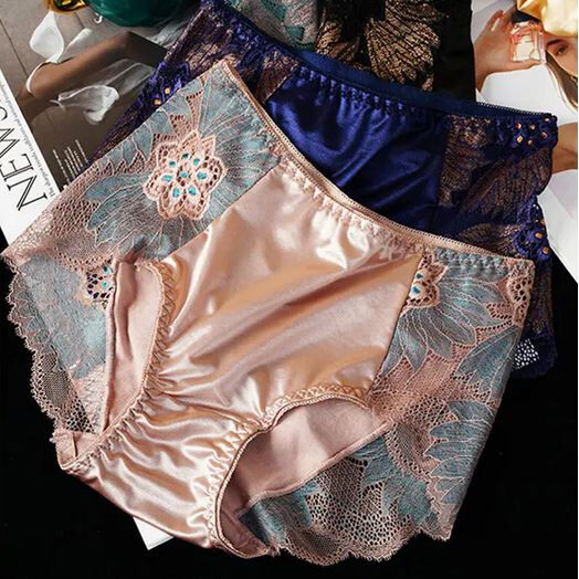 1-5 Pcs Womens Ladies Mid Waist Satin Panties Briefs Silky Lingeries Sexy Undies